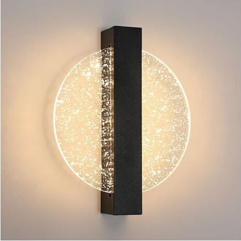 Murale LED Dimmable Moderne Rond Lampe murale 3000K/4000K/6000K Pour chambre à coucher, salon, couloir, entrée Noir
