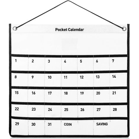 Pochette calendrier murale mensuelle en tissu non tissé, idéale pour la maison ou le bureau.-White