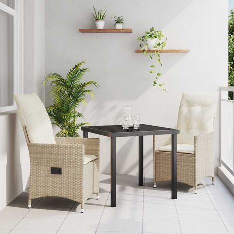 Ensemble de salle à manger pour jardin 3 pcs-Salon de jardin Beige polyrotin 503552 (1/5)