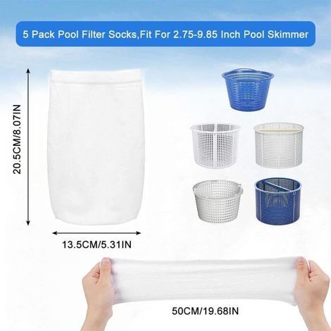 Poolfiltersocken, Skimmersocken, 5 Stück Skimmersocken zum Auffangen von Laub, halten Ihren Pool sauber und geschützt (1/4)