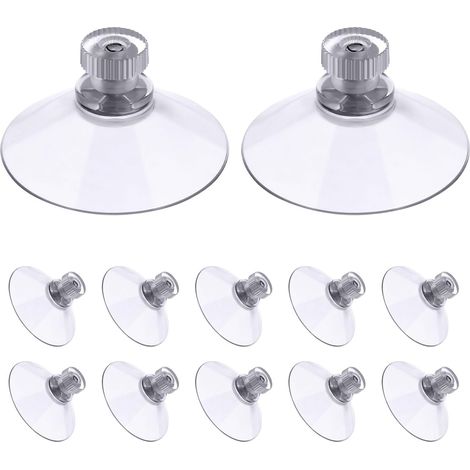 Ventouses à visser (lot de 12) : ventouses transparentes de 50 mm avec tige filetée, en PVC ultra-résistant (1/5)