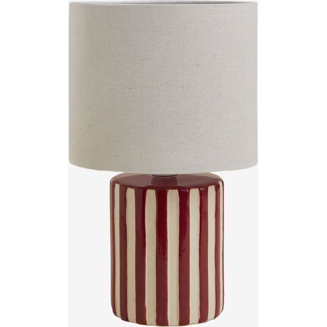 SKLUM Araminta Tischlampe aus Keramik und Leinen Beige Tapioka – Weinrot