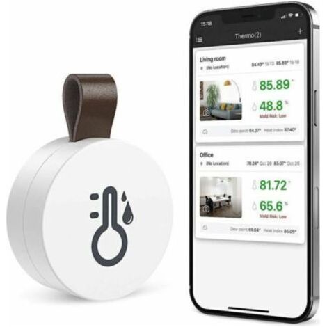 VURAHOME - Thermomètre hygromètre Bluetooth, mini thermo-hygromètre d'intérieur sans fil avec fonction d'exportation de données, compatible avec iOS et Android pour le vin, le salon, la chambre de béb