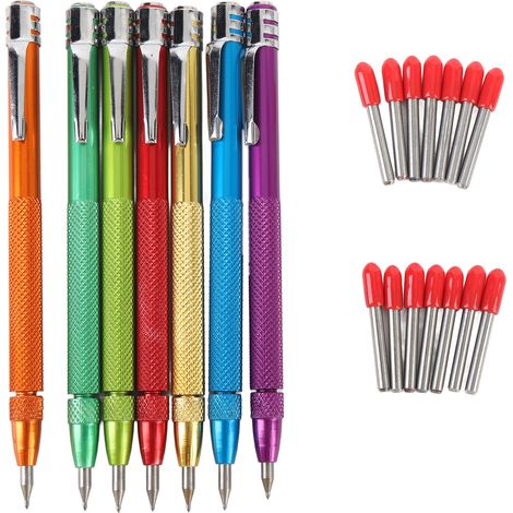 Stylo de marquage en acier au tungstène, graveur magnétique en métal avec 14 pointes pour carreaux de céramique, verre, marbre, pierre, 7 pièces (1/5)