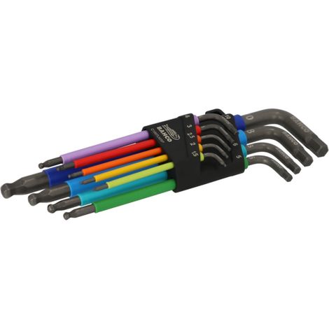 Bahco Multicolour Winkelschraubendreher-Satz mit Kugelkopf, für Innensechskantschrauben, metrisch 1.5 - 10 mm, 9-tlg. (1/4)