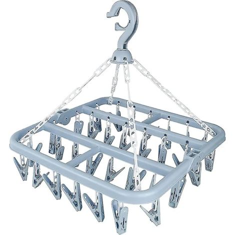 Égouttoir à chaussettes pliable 32 crochets rotatifs, séchoir multifonction pour linge et accessoires textiles (1/4)