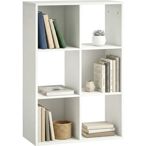 Étagère de rangement blanche à trois niveaux avec dispositif anti-basculement, adaptée salon, chambre et bureau (1/5)