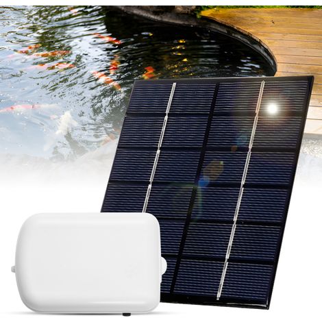 Aeratore per laghetto ad energia solare con batteria di riserva da 2000 mA, tubo flessibile e pietre porose (2000 mA)