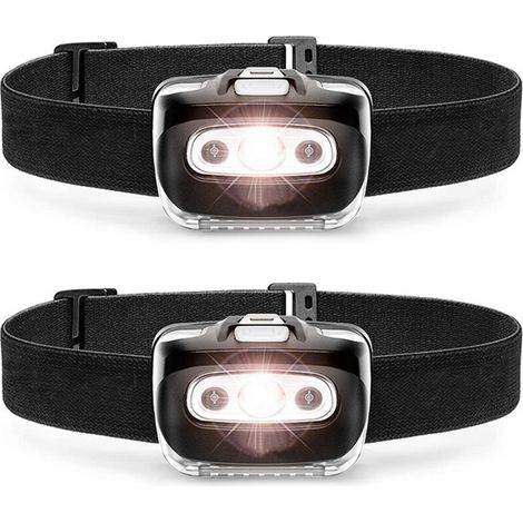 Lot de 2 phares LED pour le camping, l'alpinisme, la pêche de nuit, le cyclisme et la course à pied nocturne. (1/5)