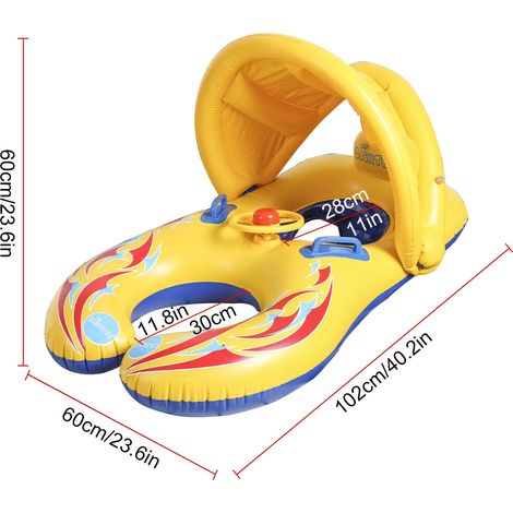 Bouée gonflable avec pare-soleil, siège de natation en forme de voiture, jouets aquatiques d'été pour toute la famille (1/5)