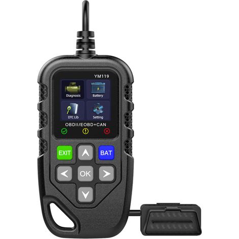Jeffergarden Testeur OBD YM119 pour la détection des pannes du moteur et le test de la batterie (noir) (1/5)