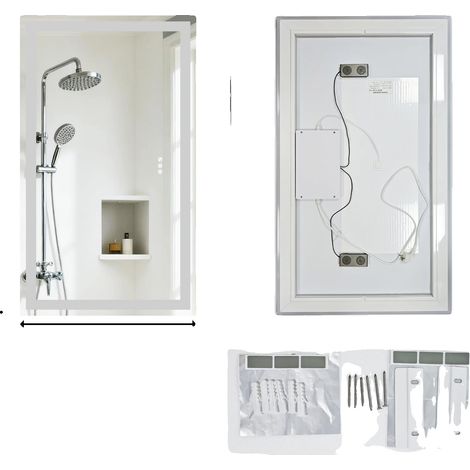Miroir de salle de bain, haut-parleurs Bluetooth, éclairage dimmable, 100X70CM (1/2)