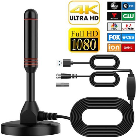 Antenne TV - - Portable DVB-T2 - Gain 25dB - Fréquence 170-860MHz - Intérieur/Extérieur (1/4)
