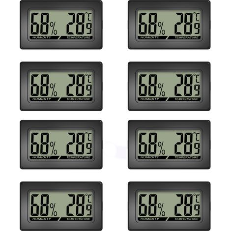 Mini termómetro higrómetro digital LCD, medidor de temperatura y humedad portátil, indicador de temperatura e higrómetro para oficinas, cocinas, humidores, incubadoras y reptiles (8 unidades). (1/5)