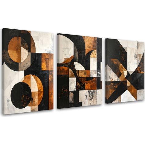 Tableaux sur toile lot  Abstraction cercle marron formes 3 x 20x30