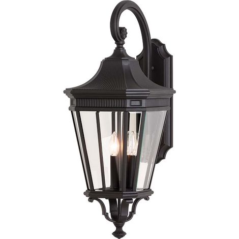 Lampada da esterno lampada da parete lanterna alluminio antico vetro nero H 76,2 cm lampada da giardino