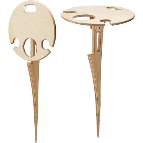 Portable Wine Table, Wooden Foldable Mini Picnic Table, Small Wine Glass Holder, for Picnic, Beach, Travel, Outdoor (1/5)