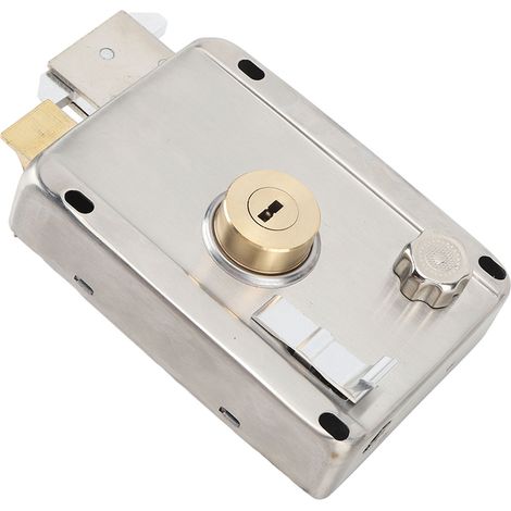Serrure antivol mécanique extérieure avec poignée, en acier inoxydable antirouille, pour porte en bois, couleur argent. (1/5)