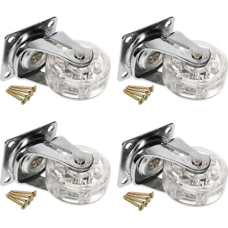 KOTARBAU Lot de 4 roulettes de meuble transparentes Ø 50 mm Pour tous les types de sols Roulettes pivotantes en caoutchouc Roulettes de transport Pour canapés coulissantes (1/5)