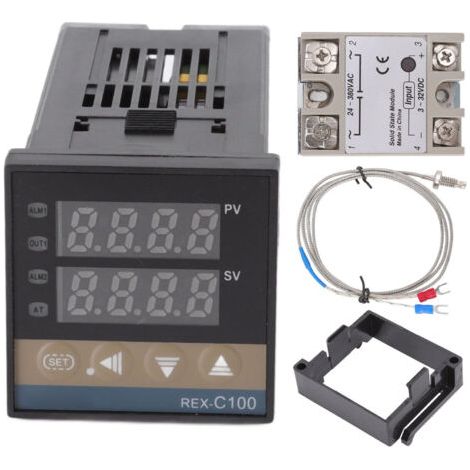 Termostato digital PID, controlador de temperatura de 100V-240V, con módulo de relé de termopar imperial tipo K M6 de 3,3 pies, 40A (1/5)
