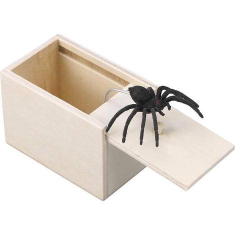 Boîte Surprise Araignée En Bois - 9,2 x 6 x 6,4 cm - Jouet Blague Pour Poisson D'Avril - 1 Pièce (1/5)