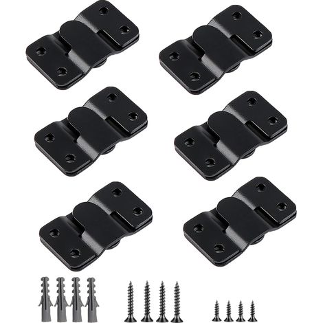 6 paires (12 pièces) Support de montage encastré avec boucle de suspension à encastrer en acier inoxydable - Crochets pour photos, miroirs, cadres, connecteurs de meubles pour tête de lit (1/5)