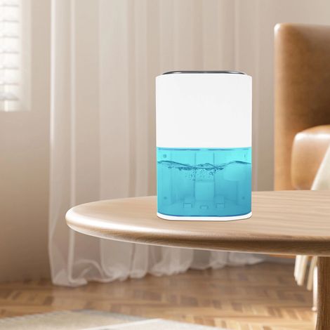 Déshumidificateur de Air, 2L Déshumidificateur Electrique avec LED 7 Colorées Absorbeur d'Humidité Desumificateur Silencieux pour Maison Salle de Bain Chambre (Blanc) (1/5)