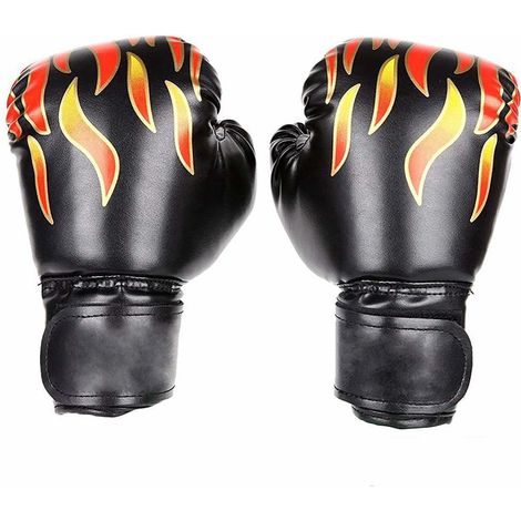 Children Boxing Gloves Kids Unisex PU Fire Flame Printed Fight Match Hand Protector Fitness Sanda Sportswear Entertainment Show Accessories 1pair,For 3-10Years (1/4)