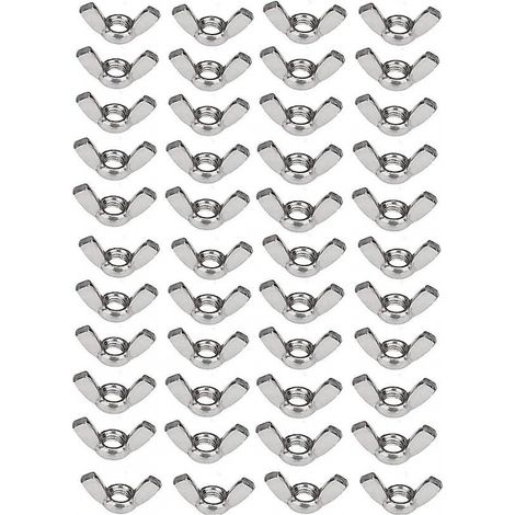 BEBUSINGOTO Lot de 50 écrous à oreilles en acier inoxydable 304 M6 (1/4 pouce) - Matériel de fixation à rotation manuelle (1/5)