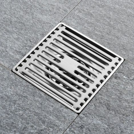 Griglia di scarico quadrata in acciaio inox, scolo per bagno, lavello da cucina, filtro per doccia 15 cm (1/5)