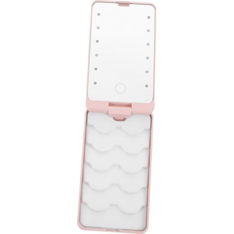 Boîte de rangement pour cils LED avec miroir de maquillage éclairé, organiseur compact pour cils, étui de voyage, dimensions 6,29 x 3,50 x 0,98 pouces (1/5)
