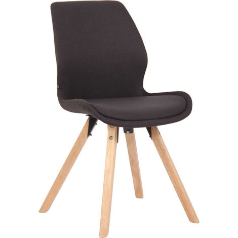 Chaise de salle à manger x1 design scandinave en tissu noir et pieds en bois carrés clair 100007505