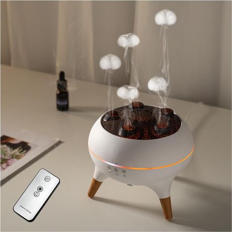 Quallen-Luftbefeuchter mit Licht, 250-ml-Diffusor für ätherische Öle mit Fernbedienung, geräuschaktivierter Quallen-Luftbefeuchter, Ultraschall-Diffusor mit 2 Modi für Schlafzimmer/Büro (1/5)