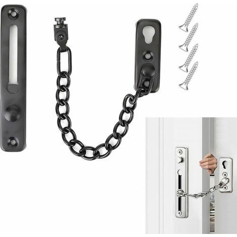 Chaîne de protection de loquet de porte, chaîne de porte antivol, serrure de sécurité coulissante à chaîne pour porte intérieure de maison avec vis (1/5)