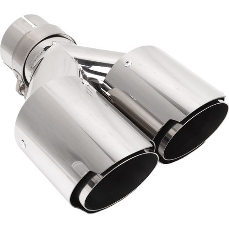 Embout d'échappement double sortie, diamètre intérieur 63 mm, diamètre extérieur 89 mm, en forme de Y, acier inoxydable 304 poli miroir, universel pour voiture (1/5)