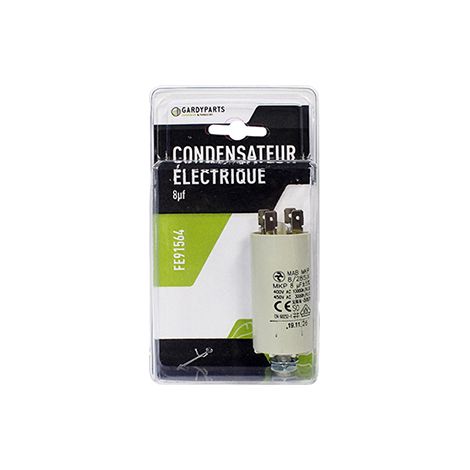 Universeller Kondensator 8uF Befestigung M8 Durchmesser 30 mm, Höhe 84 mm (unter Gehäuse).