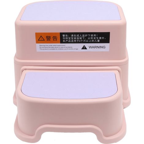 Lot de 3 marchepieds pour enfants, stables et antidérapants, avec bords lisses, pour salle de bain, toilettes et cuisine (rose). (1/5)
