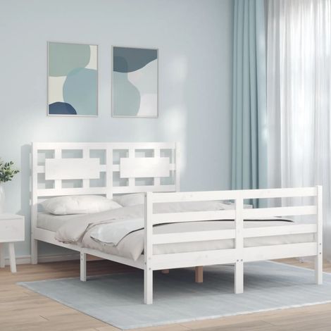 Bed Frame without Mattress White Small Double Solid Wood vidaXL (1/5)