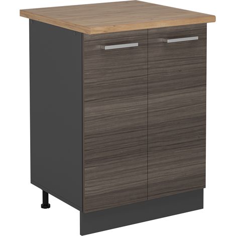 Meuble bas de cuisine R-Line, Gris noble, 60cm, PT Chêne, Vicco