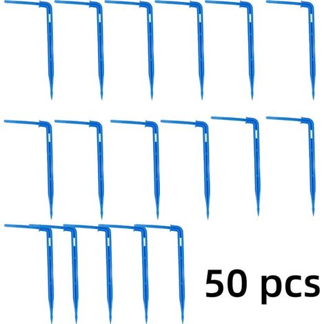 50 micro-asperseurs pour irrigation goutte à goutte – Distribution d'eau précise, matériau PE durable – Pour l'arrosage des plantes en pot et du jardin – Bleus (1/5)