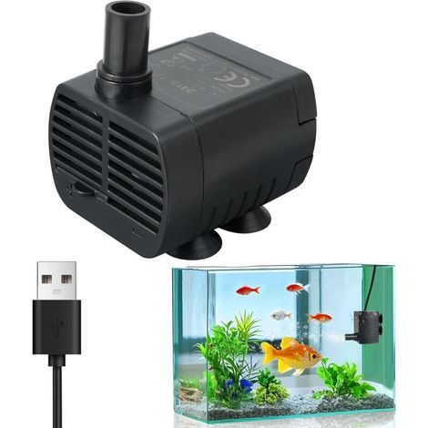 Cette mini-pompe à eau (débit réglable, 200 litres/heure, puissance de 1 à 3 watts) est une pompe d'aquarium ultra-silencieuse et est fournie avec un câble USB de 1,5 mètre. Elle est adaptée aux aquar (1/5)