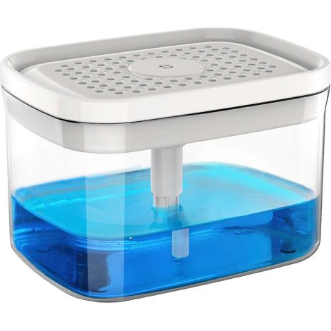 Distributeur de savon et porte-éponge premium 1 en 1, distributeur de savon pour lave-vaisselle à pompe pour plan de travail de cuisine, blanc (1/3)