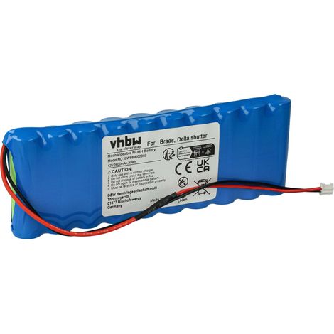 vhbw 1x Batterie compatible avec Delta motorisation de volet, porte, portail (2600mAh, 12V, NiMH)