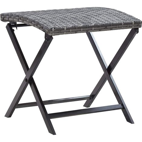 vidaXL Tabouret pliable résine tressée gris (1/5)