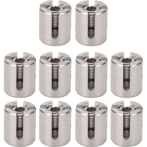 Lot de 10 serre-câbles croisés en acier inoxydable 316 (3 mm) pour câbles de 3 mm (1/8") destinés aux systèmes de treillis muraux.