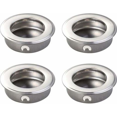 4 Stück 35 mm flache Edelstahl-Einlassgriffe mit Fingereinsatz für Schiebetüren, Schränke und Schubladen (1/4)