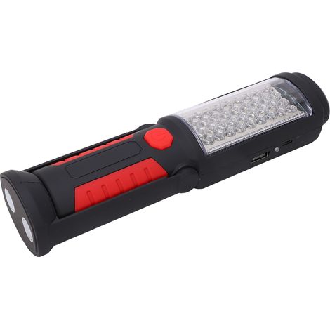Lampe de travail rechargeable USB avec support magnétique, lampe torche LED d'inspection, 2 modes d'éclairage, idéale pour ateliers et garages (rouge). (1/5)
