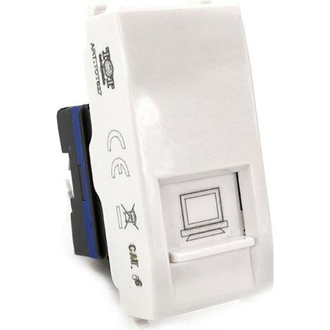 Presa di rete lan compatibile con matix connettore modulo rj45 8 pin utp cat 5e 1p bianco (1/2)
