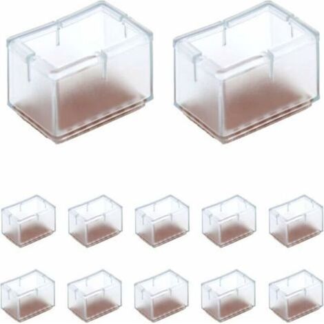 Paquete de 12 protectores rectangulares de silicona para patas de sillas, aptos para patas de sillas, mesas y sofás, de 24-30 mm de ancho x 39-47 mm de largo. (1/4)