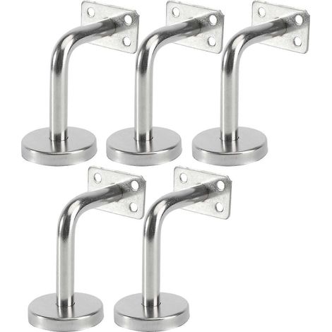 Filiyano-Lot de 5 supports muraux pour étendoir à vêtements et rampe d'escalier, couleur argent, 6 x 8 cm (1/3)